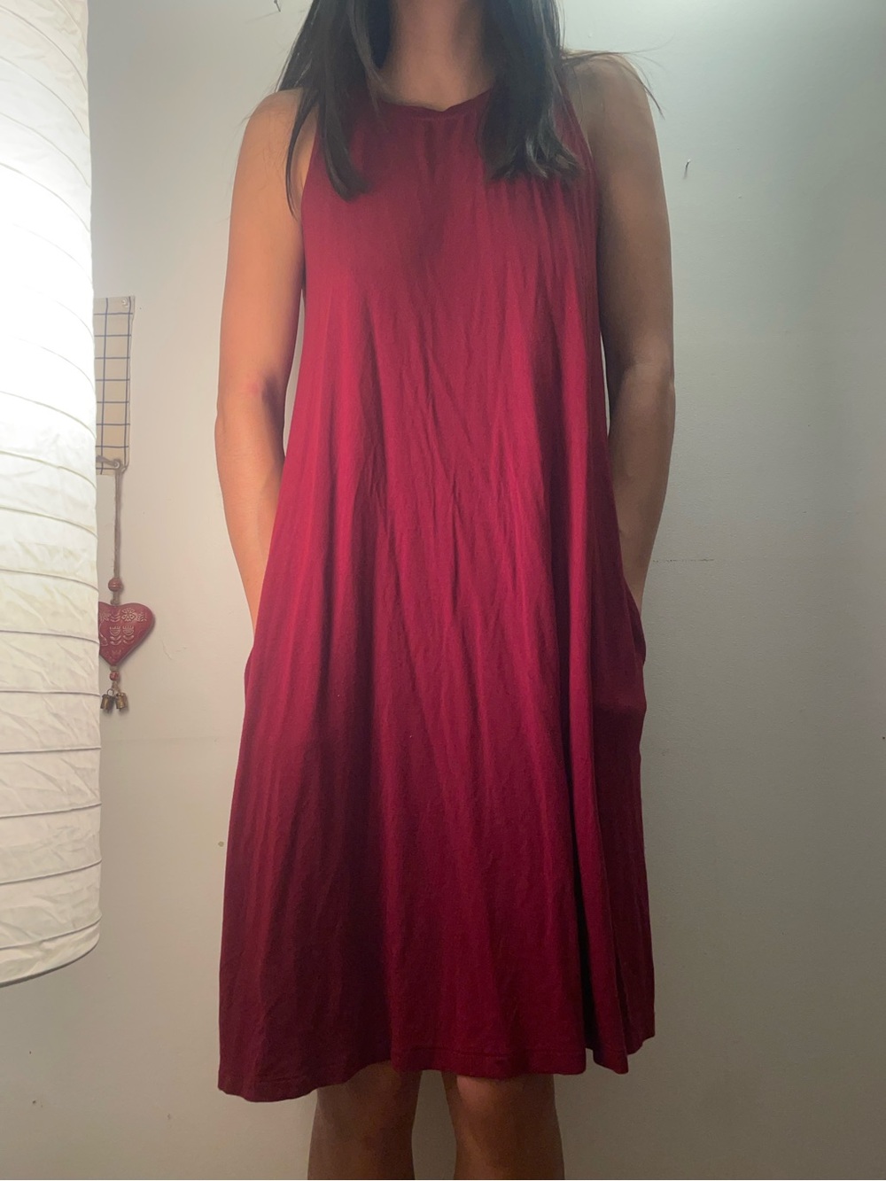 Time and Tru Sleeveless Wine-Red Swing Dress